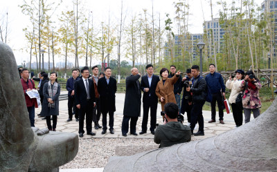 市领导郑朝阳和中国美协、雕塑学会的领导参观雕塑群