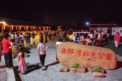 魅力乾头村组照之四夜幕小的公园，已被今年台风损坏