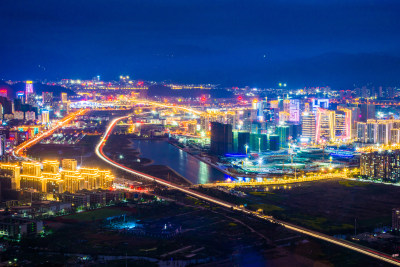 拍摄瓯海区娄桥的都市夜景