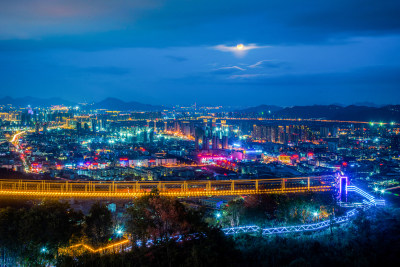 拍摄瓯海区梧田的都市夜景