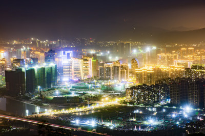 拍摄瓯海区娄桥的都市夜景