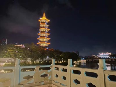 夏夜唐河景之白象塔